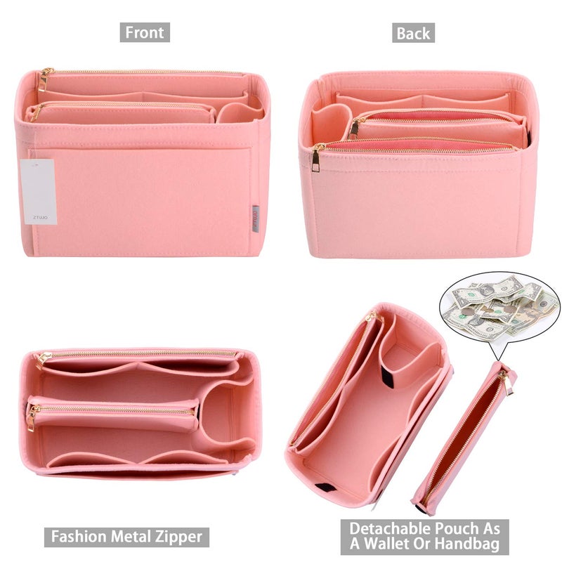 ZTUJO Purse Organizer, Felt Bag Organizer Insert for Speedy, Neverfull, Graceful, Tote, Handbag, Shaper (Slender Medium, Brush Pink) - Image 2